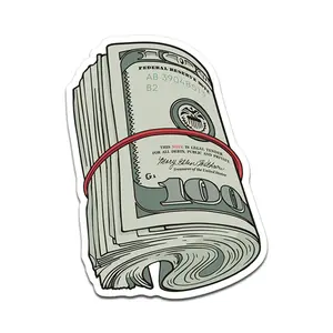 $100 Money Roll Sticker, Blue Collar Hard Hat Vinyl Decal V2, Clean Money Design for Bottle, Helmet, Laptop 4IZ
