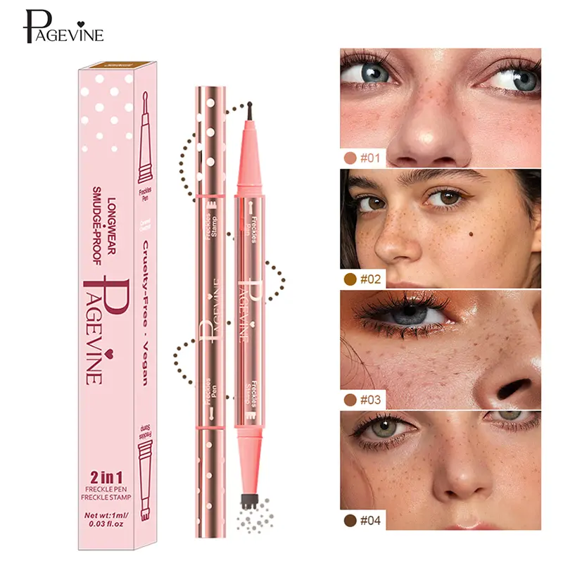 Women's 2-in-1 Freckle Stamp & Mole Pen - 5-Dot Stamp, Fine Precision Tip, Waterproof, Smudge-Proof, Natural Long-Lasting Makeup, 1-Step Quick Easy Application, Ideal for Travel, Parties, Eyebrow Tinting Cream & Define Powder