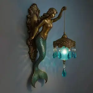 Mermaid Wall Mounted Night Light, Decorative Wall Lamp, Fashion Creative Ornament, Home Decoration, Wireless Battery Powered