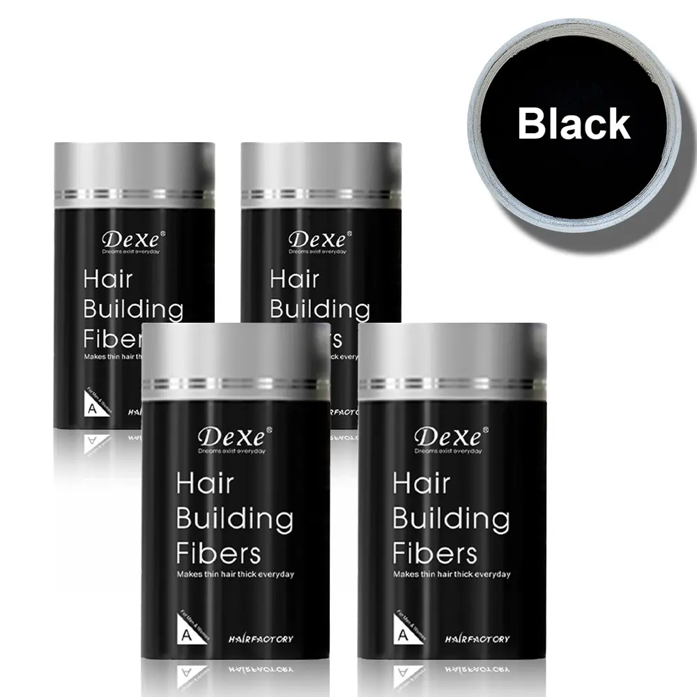 Dexe Hair Building Fibers Powder, 2-Pack Dark Brown & 4-Pack Black Haircare, Instant Thicker Hair & Added Volume for Men & Women, Hair Products, Thinning Hair