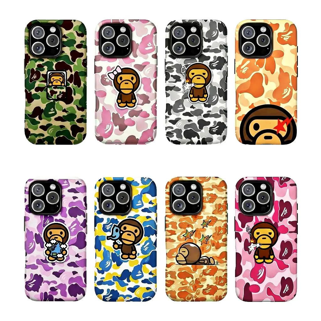 Bape Protective Camo Streetwear Phone Case Suitable for iPhone 17/16/15/14/13/12/11 Pro Max/Plus Impact Resistant Hard Case with Impact Dispersion Technology & Flexible Rubber Liner Glossy Finish UV Protected 2-Piece Design