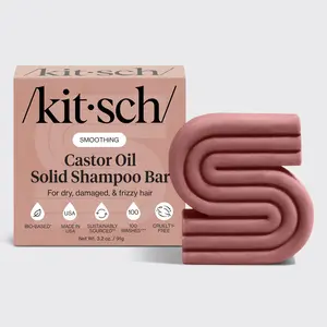 Kitsch Castor Oil Shampoo Bar for Hydration and Moisture, Vegan, Natural Solid Shampoo, Made in USA, Strengthens and Nourishes, Paraben-Free, 3.2oz