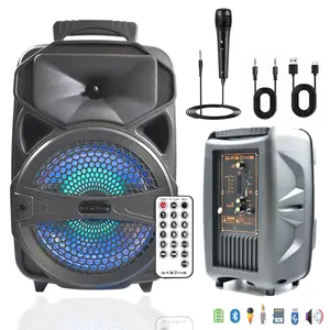 8inch Wireless Portable Bluetooth FM Speaker Sound System Party Speaker With Microphone Remote Control Audio