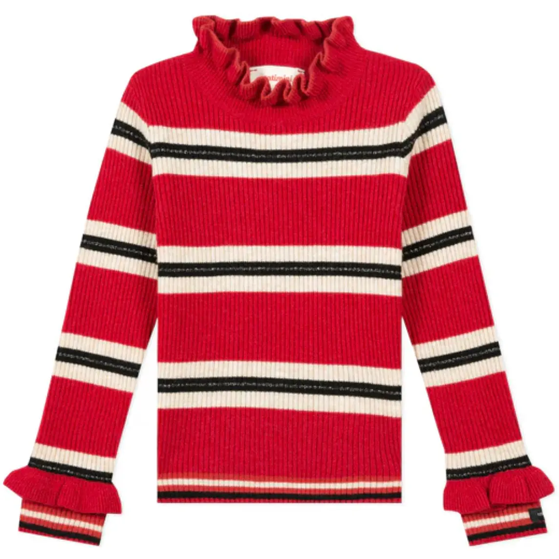 CATIMINI Ruffle Striped Turtleneck