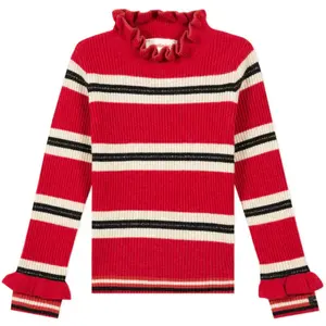 CATIMINI Ruffle Striped Turtleneck
