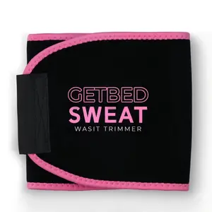 GETBED Sweat Ab Trainer for Women and Men -Sweat Band Waist Trainer Belt for High Intensity Training and Gym Workouts, 2 Adjustable Sizes - Black/Pink