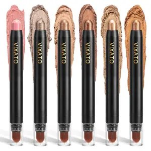 VIXATO 6 Color Eyeshadow Stick Set – Neutral Browns, Matte & Shimmer, Creamy Waterproof Pencils, Long-Lasting, Highly Pigmented, Smudge-Proof Eye Makeup