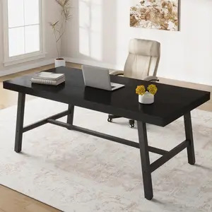Garvee Industrial Dining Table for 6-8 People, 70.87" Large Wooden Kitchen Table with Sturdy Metal Frame, Long Rectangular Design, Seats 6-8 for Dining Room or Kitchen, Black