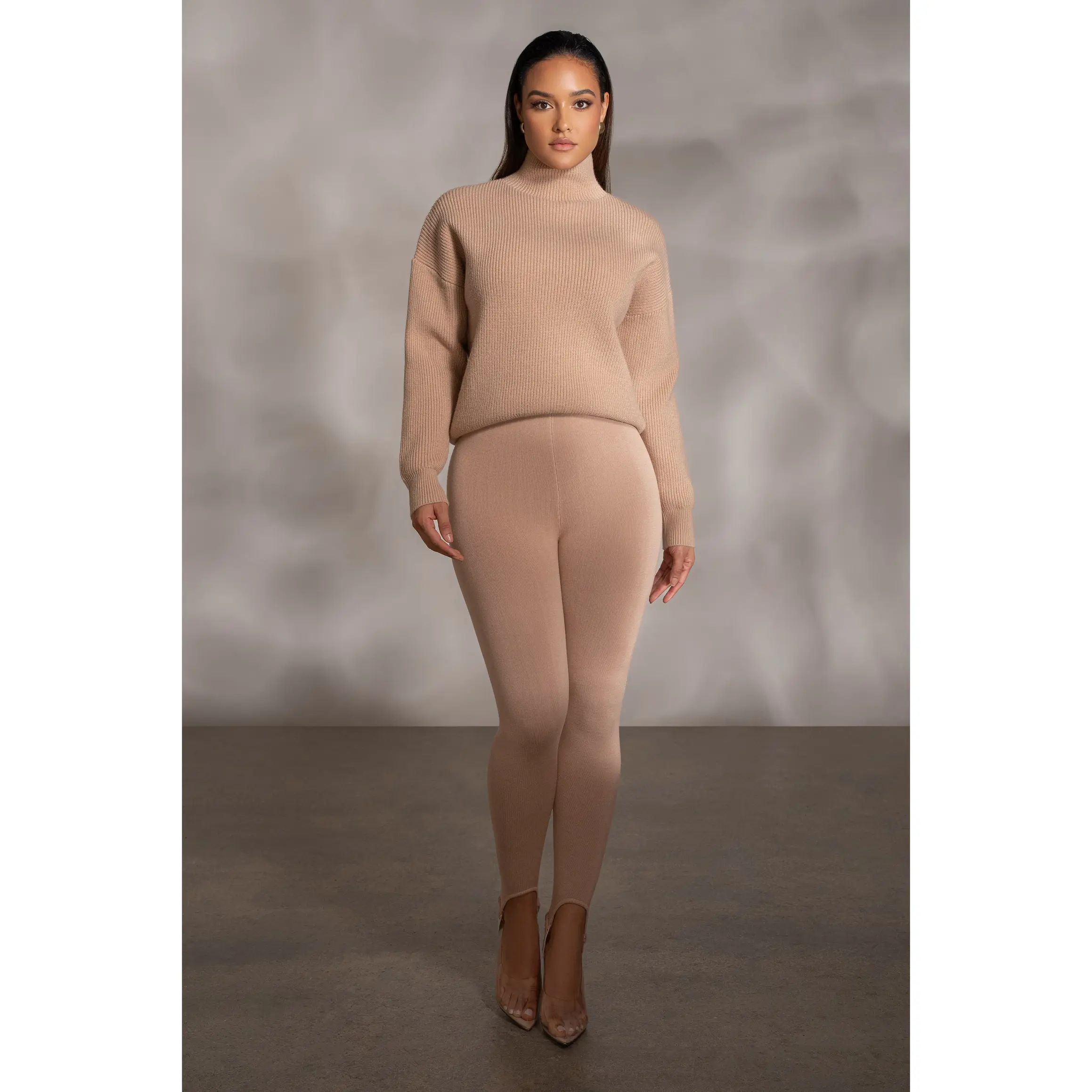 Beige Jenni Turtleneck Sweater Top
