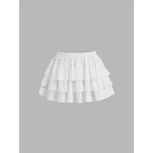 Cider 100% Cotton Mid Rise Broderie Anglaise Layered Mini Skirt