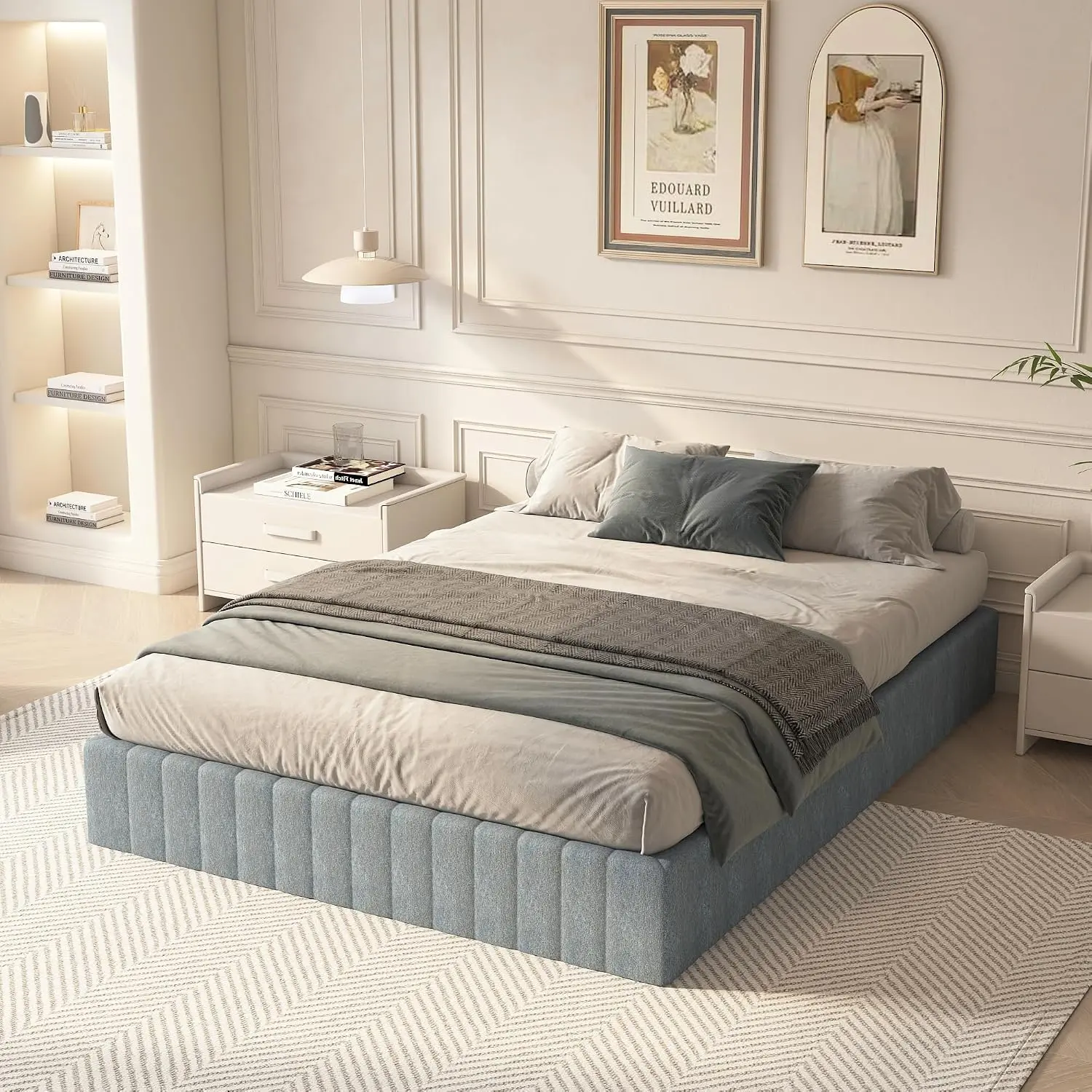 YORMDMO Queen Size Box Spring - 9 in Fabric-Upholstered High Profile Black Heavy-Duty Metal Mattress Foundation for Queen Size Bed