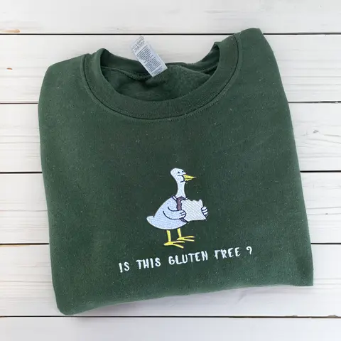Is This Gluten Free Embroidered Sweatshirt, Funny Gluten Intolerance Sweatshirt, Celiac Awareness Gift