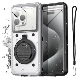 IP68 Waterproof Phone Case Swim Diving Clear Cover, Universal Self-Check Function Underwater Pouch Airbag for iPhone 17/16/15, Samsung, Google & other Smartphones, Beach Travel Outdoor Essentials Snorkeling Protection Cases