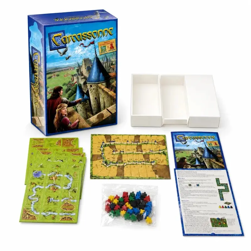 Board Game 48 Pieces Medieval City Strategy Game, with Pieces and Scoreboard English Version