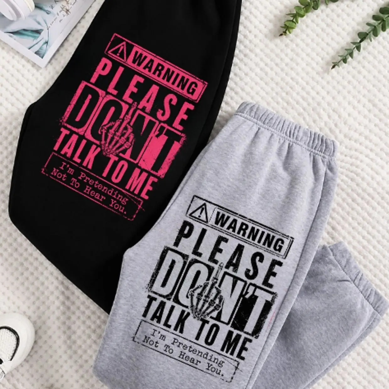 Warning Please Don't Talk To Me Graphic Sweatpants, Unisex Oversized Joggers, Soft Cotton Blend Fleece, Relaxed Fit, Funny Introvert Streetwear, Comfortable Lounge Pants for Everyday Wear, Gift For Him, Gift For Her, Gym and Travel, Trending 2026 6