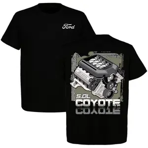 Ford 5.0L Coyote T-Shirt, High-Performance V8 Engine Graphic with Front Script Logo, Muscle Car Graphic Tee forGift for Ford Racing Enthusiasts