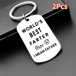 2Pcs Engraved Dad Keychain - Heartfelt Personalized Gift for Christmas or Fathers Day, Unique Design from Son or Daughter, A Durable Keepsake to Showcase Love and Appreciation