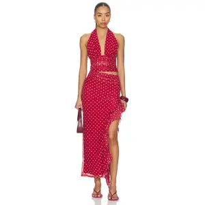 MORE TO COME Delia Maxi Dress in Cherry Polka Dot