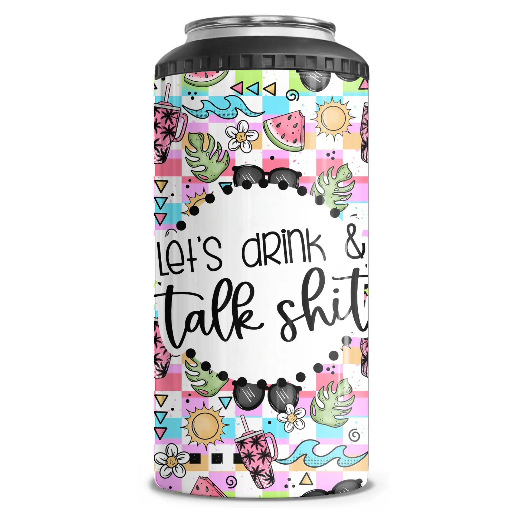 Let's Drink And Talk Shit 4-in-1 Can Cooler Tumbler Combo