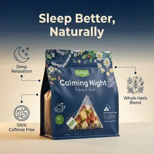 【Herblight】 Sleep Support & Stress Relief I Ashwagandha Valerian Root Chamomile Lavender &Licoricel Natural Herbal Tea - 2.6oz (75g) - No Flavors - Caffeine Free