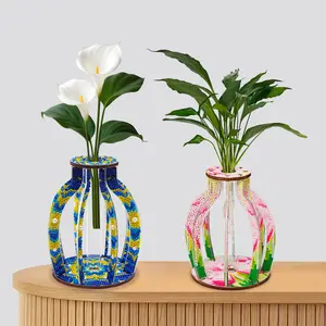 DIY Acrylic & Wood Diamond Art Puzzle Vase, Flower Arrangement Vase for Home Decoration | Toys & Hobbies Needlework Craft Kit