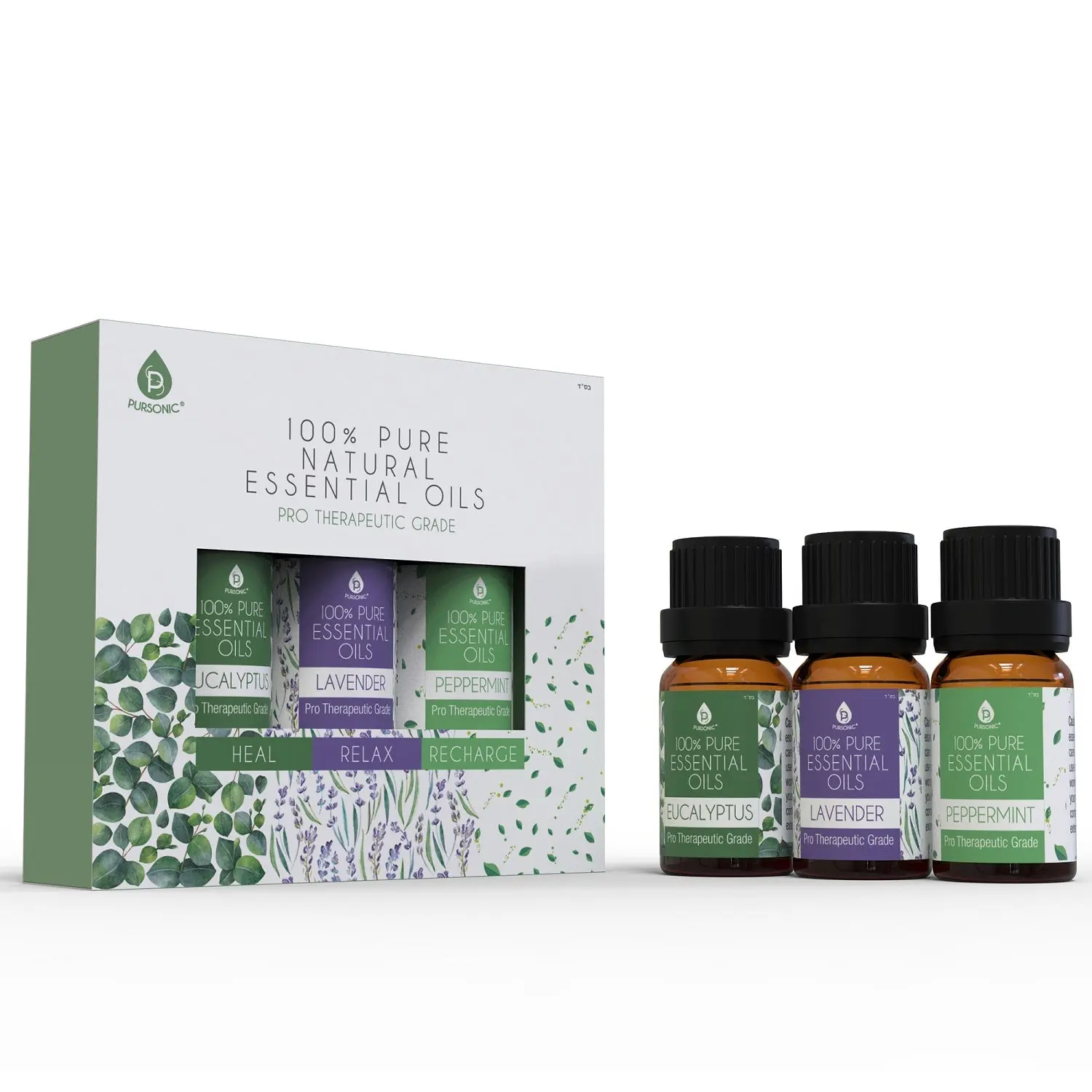 3-Pack Pure Natural Therapeutic Aromatherapy Essential Oils - Blendable Lavender, Eucalyptus Cool Fresh Pure Oils for Stress Relief, Aromatherapy Diffuser Diffusion/Baths, At-Home Health Support