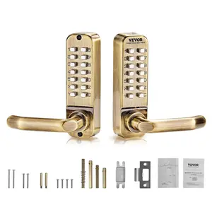 【Summervibes】VEVOR Mechanical Keyless Entry Door Lock,  14 Key Mechanical Door Lock, Mechanical Keypad Door Lock with Handle, Double-Sided Stainless Steel Waterproof Keyless Gate Lock, for Home Office Fence Garage