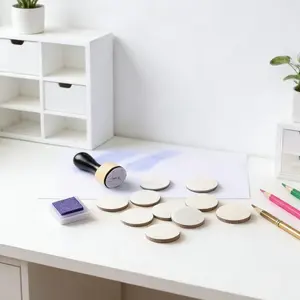 Wood Handle Ink Mixing Tool Set with 12 Round Sponges, Replacement Foam Pads for Carving & Stamping, Art Supplies for Drawing & Painting, Diy Painting Supplies