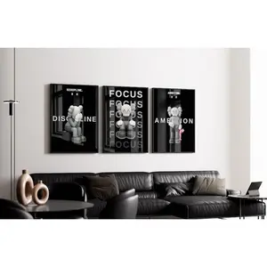 3-Piece Black HypeBeast Poster Set, Glossy Motivational Photo Prints, Minimalist Frameless Collectible, Ideal Christmas Room Decoration Gift, #Set Of 3