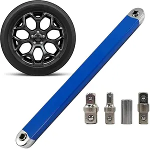 Offset Extension Wrench Impact - Tight Reach Wrench Set with Universal Square Drive Adapters (1/4", 3/8", 1/2") - Ideal for Tight Spaces - Unique Tool gifts for Mechanic Men Dad (Blue)