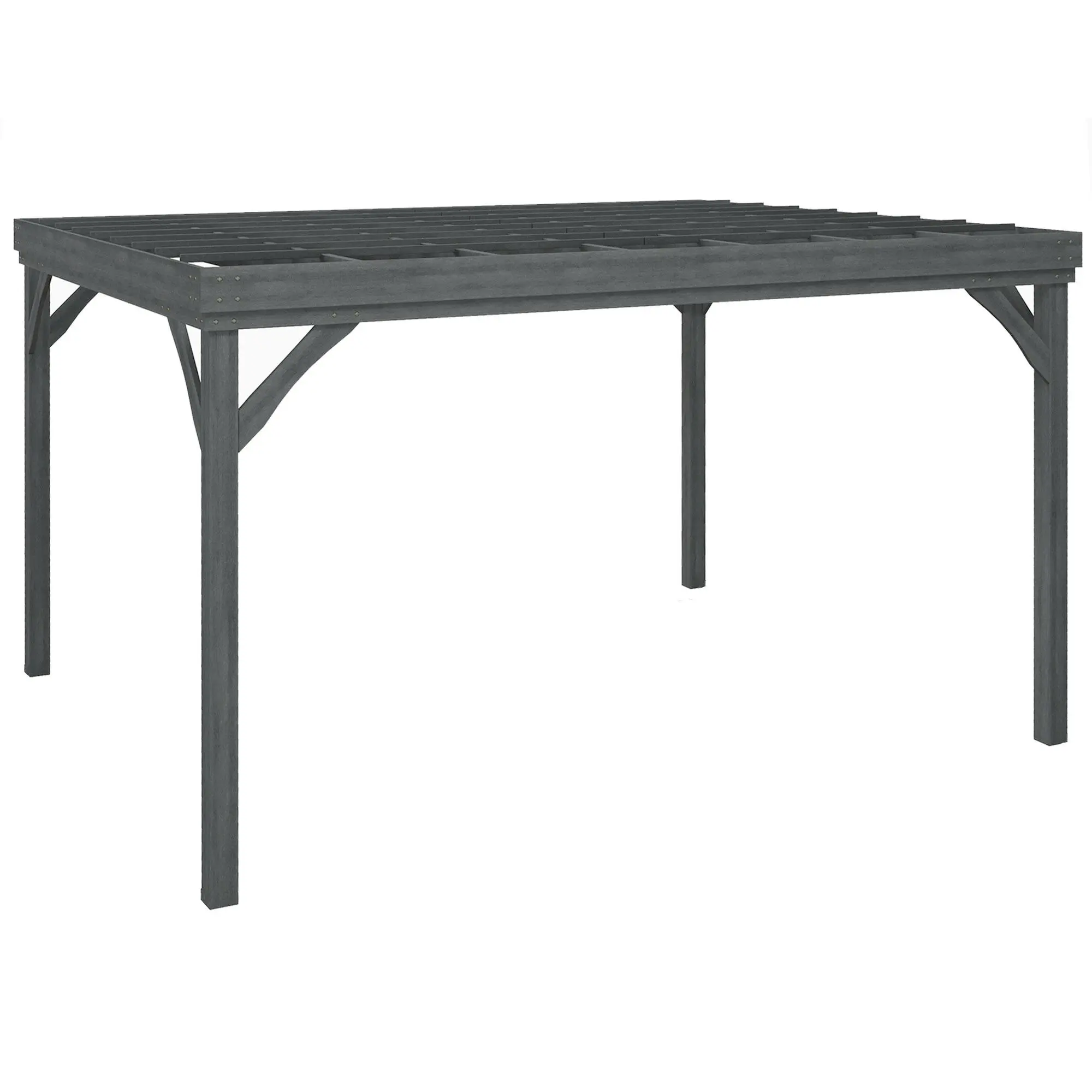 Outsunny 12'x20' Outdoor Thick Fir Wood Pergola - Stable Patio Canopy with Open Roof, Concrete Anchors, Metal Grape Trellis, Climbing Plant Support, Old-World Look for Backyard Sun Protection, Sturdy