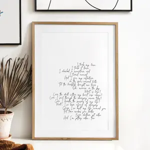 Landslide Fleetwood Mac lyrics poster printable, bedroom decor