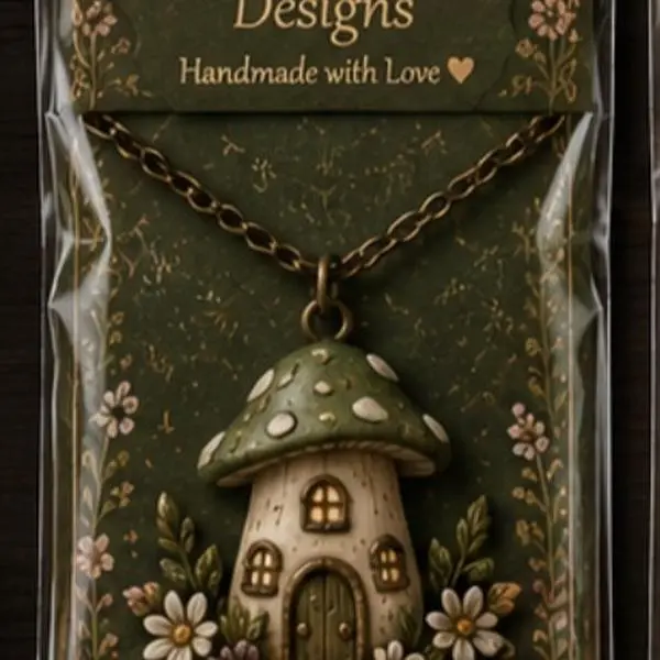 Clay Mushroom House Necklaces, Cute Handmade Pendant Jewelry for Women, Dainty Nature-Inspired Accessory