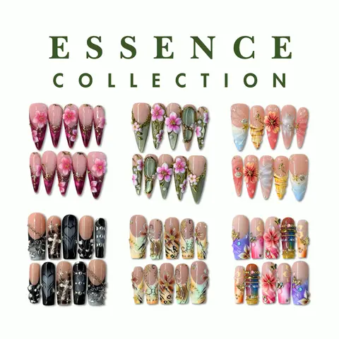 NailPhoria ESSENCE Collection - Handmade Press-On Nails | Reusable, Salon-Quality, Long-Lasting, Glossy Design