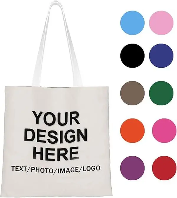 Custom Tote Bag Design Your Own Text/Photo/Logo Printed, Personalized Shoulder Handbag Large Capacity for
