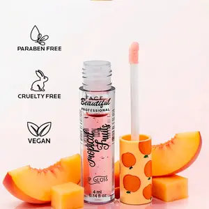 Face Beautiful Brazilian Peach Lip Gloss - Ultra-Lightweight, Non-Sticky Hydrating Shine with tropical fruit aroma, for everyday wear, wet-look glossy finish, 4 ml / 0.14 fl oz