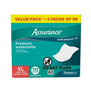 Generic .Assurance Premium Disposable Washcloths, XL 192 Count. (Pack of 1), White Single Use Tissues Compressed Tissue Hand Personal