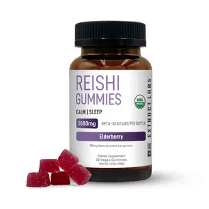 Organic Natural Reishi Functional Mushroom Gummies, Elderberry Flavor, Health & Wellness Supplements for Calm, Relaxation, Stress & Balanced Immune Response