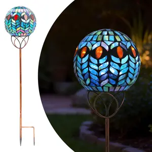 Solar Outdoor Garden Lights Decorative - Mosaic Solar Stakes Gazing Ball Waterproof Outdoor Lights Stakes for Pathway Yard Lawn Decoration