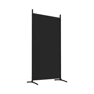 4-Panel Room Divider, Black Folding Privacy Screen, Fabric Room Partition, 136.2 x 70.9 in