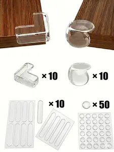 80PCS Clear Cabinet Bumper Pads, Self-Adhesive Silicone Buffer Set with 4 Shapes for Cabinet Doors, Drawers & Furniture, Corner & Edge Protection for Tables and Windows, Noise Reduction & Surface Protection
