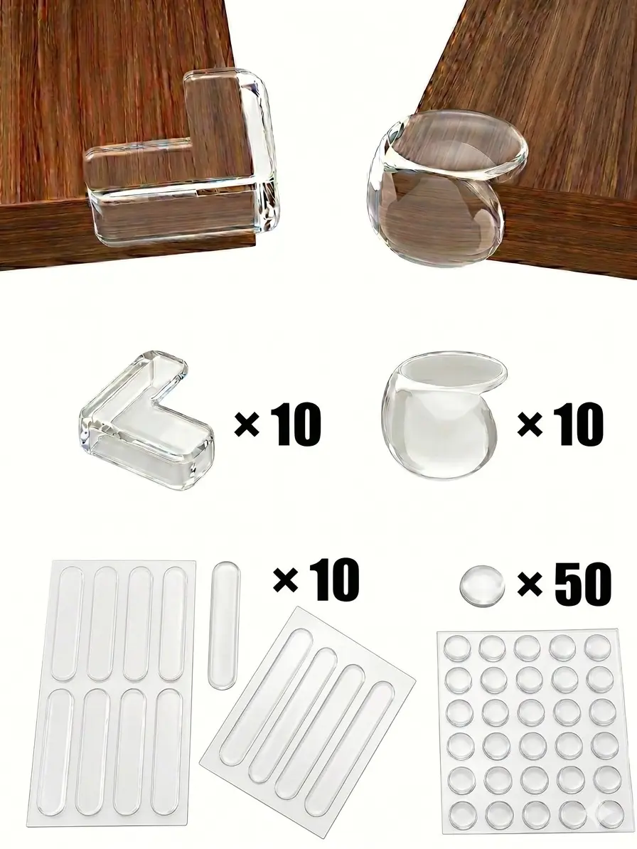 80PCS Clear Silicone Corner Protectors for Baby & Elderly Safety, Self-Adhesive Edge Guards for Tables, Cabinets & Furniture, Transparent Bumpers for Impact Protection, Noise Reduction & Scratch Prevention