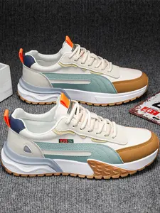 Mens Shoes, Colorblock Lace Up Front Low Top Workout Sneakers, Outdoor Sneakers, Fitness Running Shoes, Comfortable Breathable Sports Running Shoes, Casual Sneakers for Daily Wear, Streetwear Shoes for Fall 2025, Trending Sneakers, Athletic Shoes