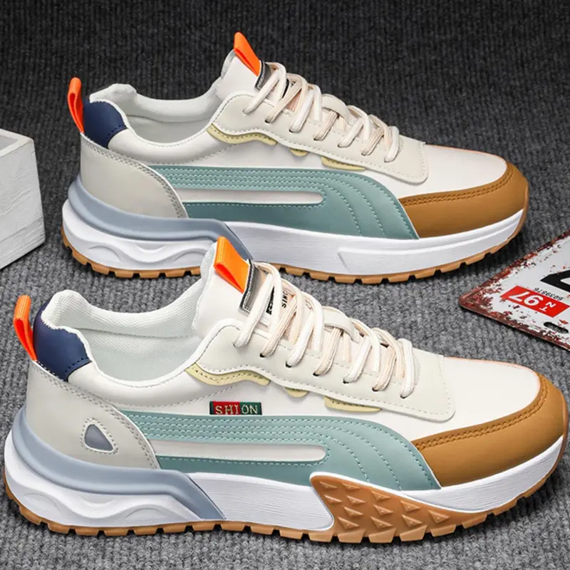 Men's Shoes, Colorblock Lace-Up Front Low-Top Workout Sneakers, Outdoor Comfortable Breathable Sports Running Shoes, Fashionable Casual Streetwear Sneakers for Daily Wear Trending Sneakers Athletic Shoes, Trendy Running Shoes