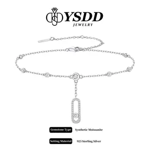 【#451 TAKE ME HOME】PIN Anklet Full Moissanite vvs Synthetic Moissanite Ankle chain in 925 Sterling Silver Adjustable Link Ankle chain
