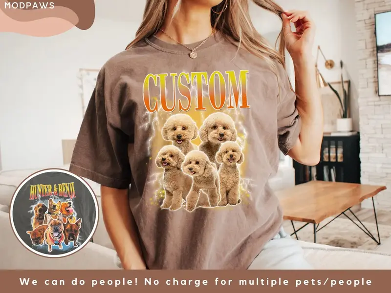 Custom Vintage Bootleg Pet Shirt Pet Photo + Name Custom Dog Portrait Personalized Shirt Custom T Shirts Cat Shirt 90's Tee