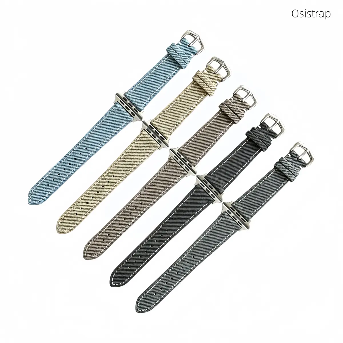 Osistrap Handsewn Denim Genuine Leather Watch Band  Compatible With Apple Watch 38/40/41/42/44/45/46/49mm,Series 1-11 & SE & Ultra, Soft Breathable Canvas Replacement Strap for Men Women Daily Office Casual