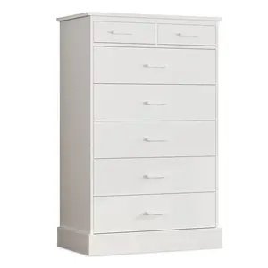 Tall Dresser with 7 Storage Drawers White