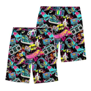 Retro Disco Hawaiian Shorts – Galaxy Pop Skateboard Print