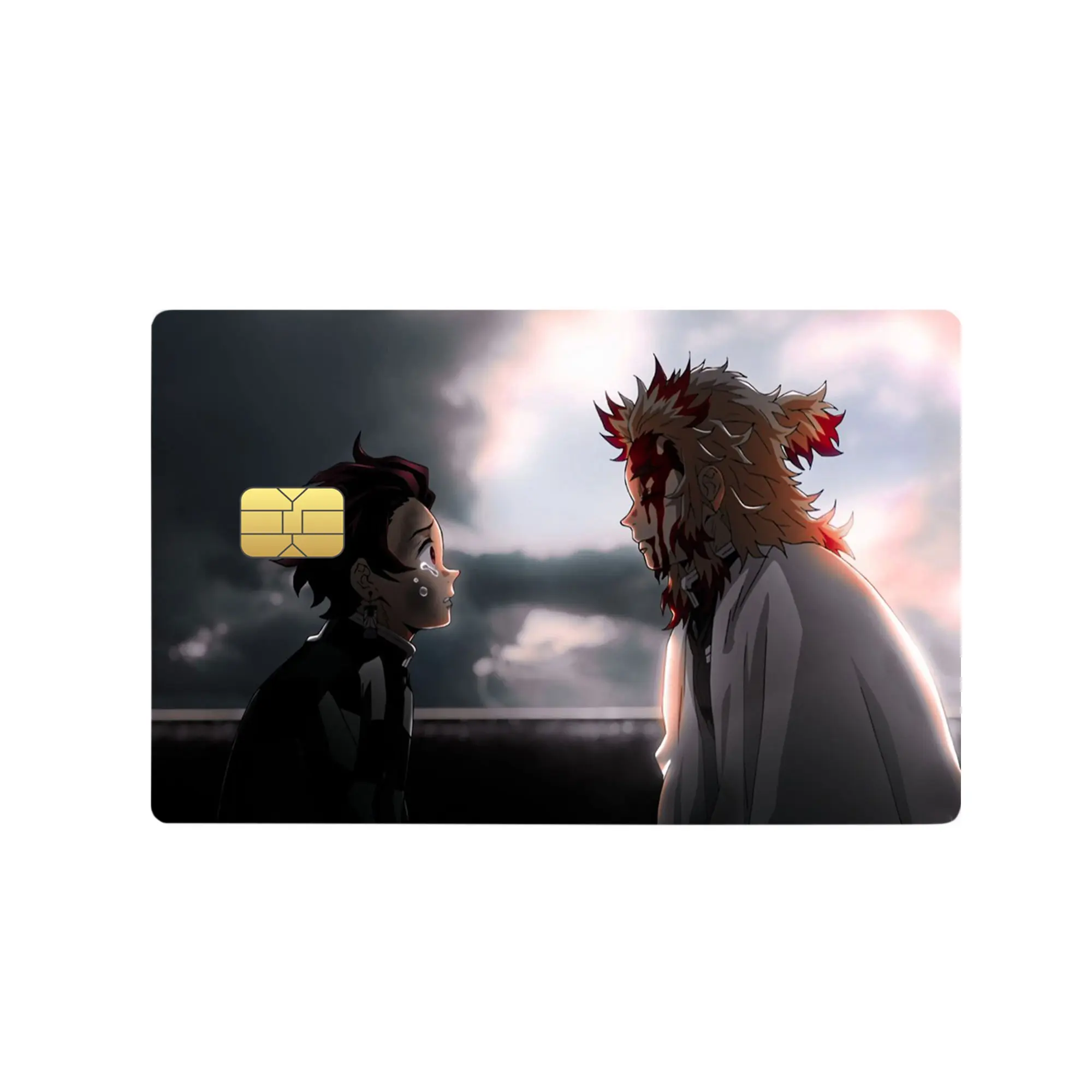 Tanjiro & Rengoku Credit Card Skin, Demon Slayer Anime Vinyl Debit Card Sticker, Waterproof Scratch-Resistant Decal for Cards